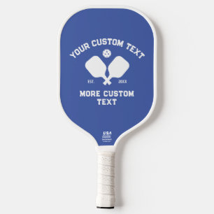 Pickleball Club Logo Player Name Personalised Blue Paddle