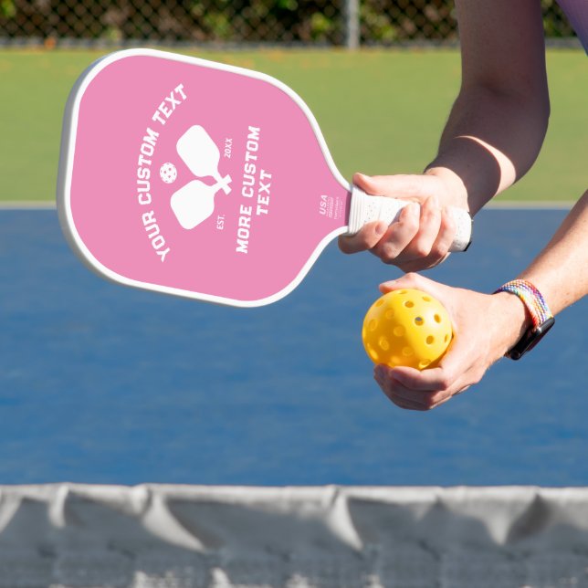 Pickleball Club Logo Player Name Personalised Pink Pickleball Paddle (Insitu)