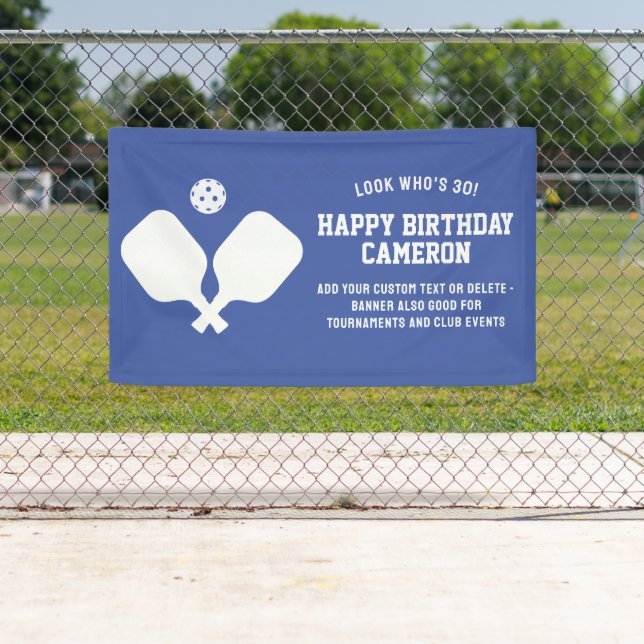 Pickleball Club Party Paddles Blue White Custom Banner (Insitu)