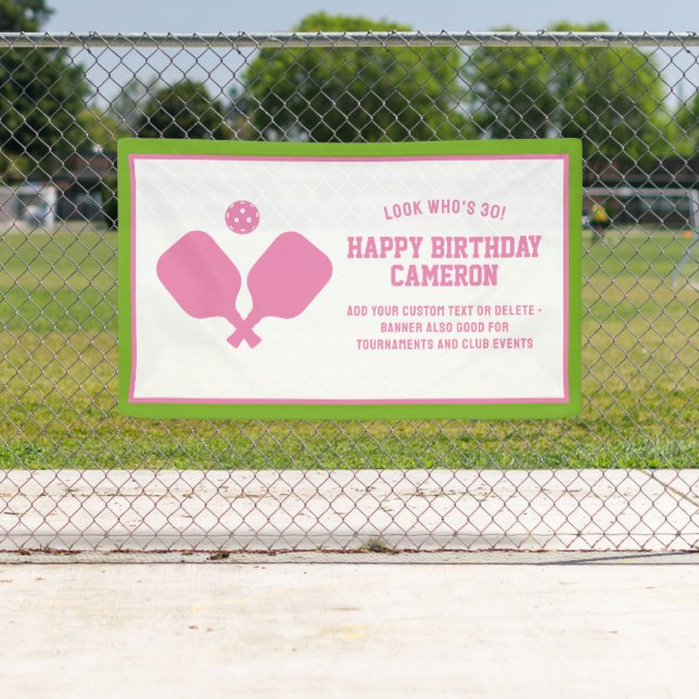 Pickleball Club Party Paddles Pink Green Custom Banner (Insitu)