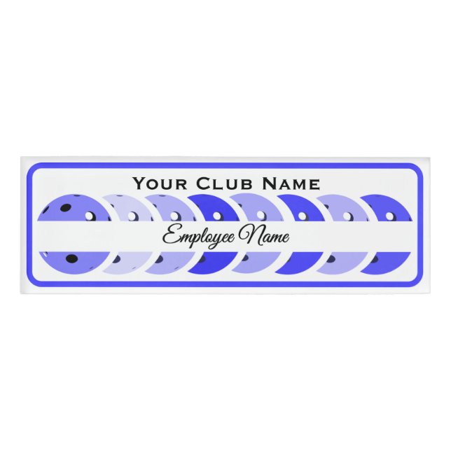 Pickleball Club Personalized Employee Blue Balls Name Tag (Front)
