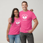 Pickleball Club Team Player Custom Pickler Gift T-Shirt<br><div class="desc">Standout on the pickleball court in this awesome t-shirt featuring crossed pickleball paddles, a ball and your custom text. Easily change the wording to include your pickleball club name, player name, team name, city/location or any wording of your choose. Also change the font and graphic colours - just click edit/personalise....</div>