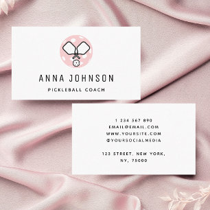 Pickleball Coach Instructor Sport Theme Minimalist Business Card