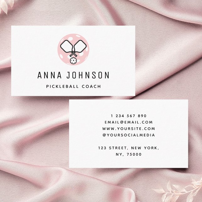 Pickleball Coach Instructor Sport Theme Minimalist Business Card (Creator Uploaded)