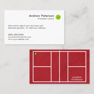 Pickleball Coach Red Court Business Card