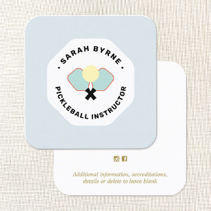 Pickleball Coach Square Business Card