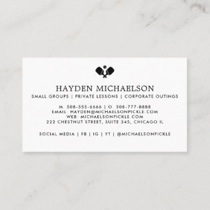 Pickleball Coach Teaching Pro - Add Your Logo Business Card