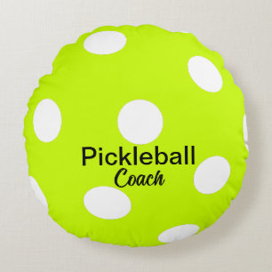 Pickleball Coach Yellow Round Cushion