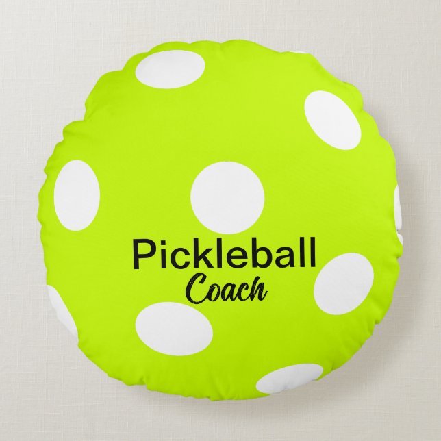 Pickleball Coach Yellow   Round Cushion (Front)
