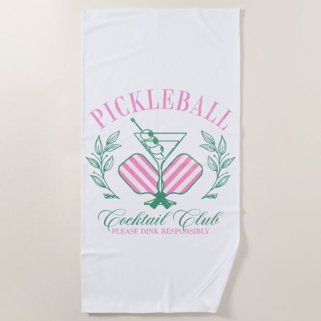 Pickleball Cocktail Club Beach Towel (Front)