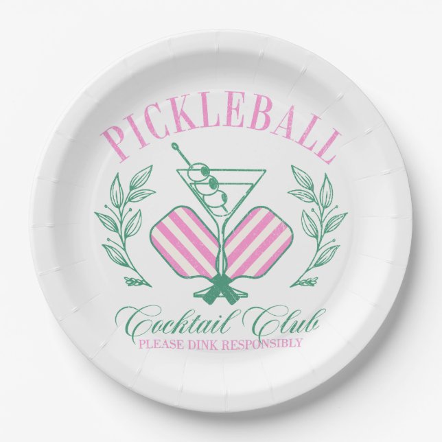 Pickleball Cocktail Club Paper Plate (Front)