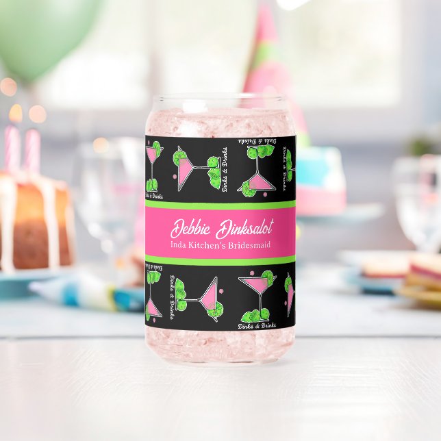 Pickleball Cocktail Dinks & Drinks Personalized Can Glass (Insitu (Birthday))