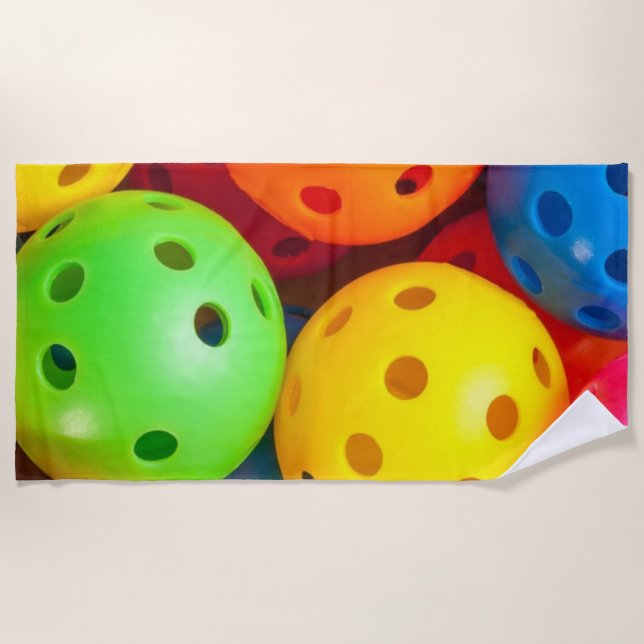 Pickleball Colorful Beach Towel (Front)