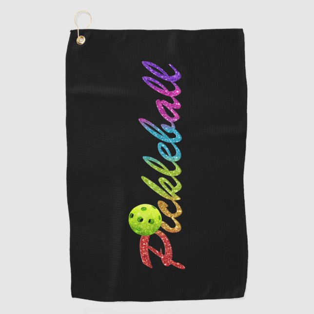 Pickleball Colorful Black Sweat Towel (Front)