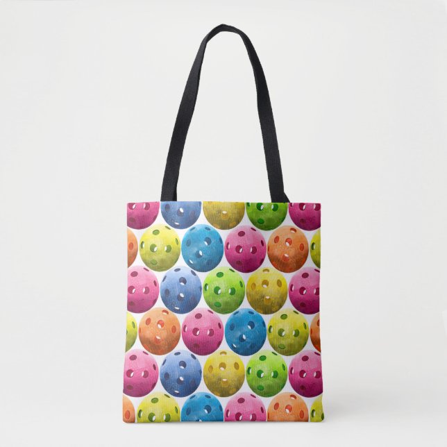 Pickleball colourful fun Pattern Tote Bag (Front)