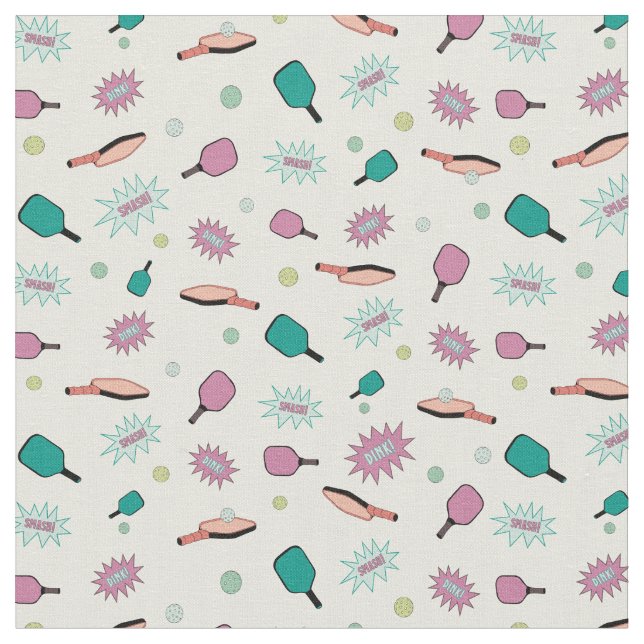 Pickleball! Colourful Pattern Fabric (Close Up)
