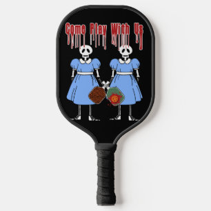 Pickleball Come Play with Us Horror Movie Twins Paddle