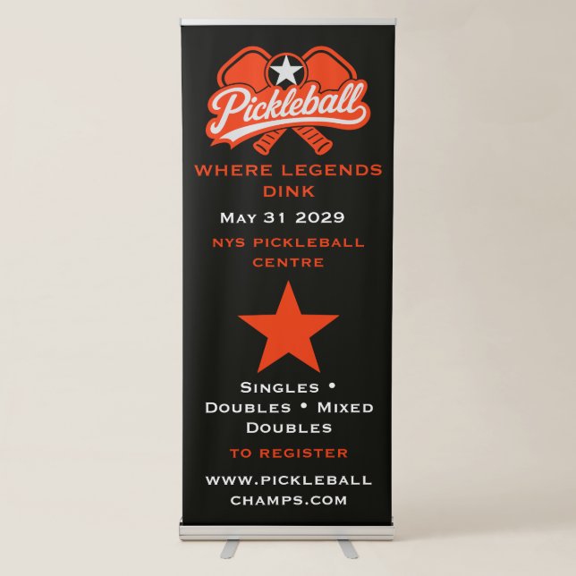 Pickleball Competition Tournement Retractable Banner (Front)
