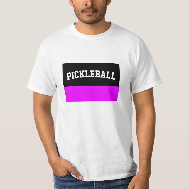 PICKLEBALL Cool Tropical Pink Black Colour Block T-Shirt (Front)