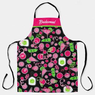 Pickleball Cosmo Cocktail Day Dinking Party Black Apron