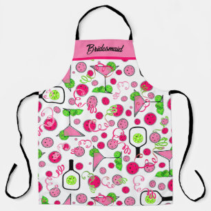 Pickleball Cosmo Cocktail Day Dinking Party White Apron