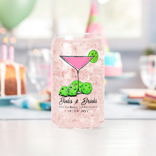 Pickleball Cosmo Dinks & Drinks Personalized Can Glass