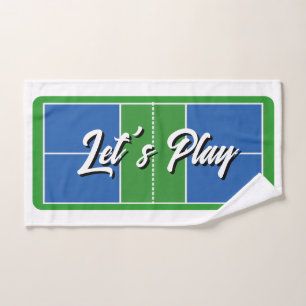 Pickleball Court Blue Green Personalised Hand Towel