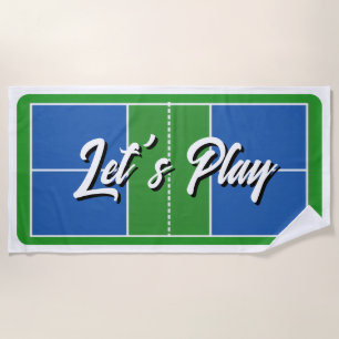Pickleball Court Blue Green Personalized Beach Towel