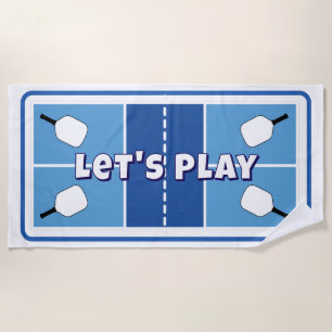 Pickleball Court Carolina Blue Personalized Beach Towel