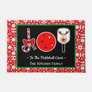Pickleball Court Christmas Joy Festive Entryway Doormat
