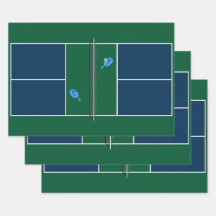 Pickleball Court Racket Sport Wrapping Paper Sheet