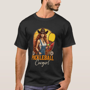 Pickleball Cowgirl Western Girl Funny Pickleball P T-Shirt