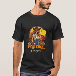 Pickleball Cowgirl Western Girl Funny Pickleball P T-Shirt
