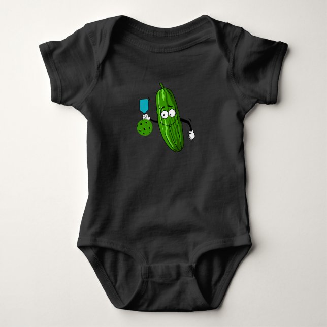 Pickleball Cucumber Player Baby Bodysuit (Front)