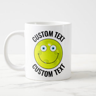 Pickleball Custom Happy Face & Personalized Text Large Coffee Mug