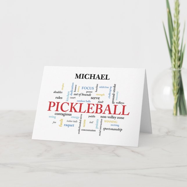 Pickleball Customisable Name Good Luck in Words Card (Front)