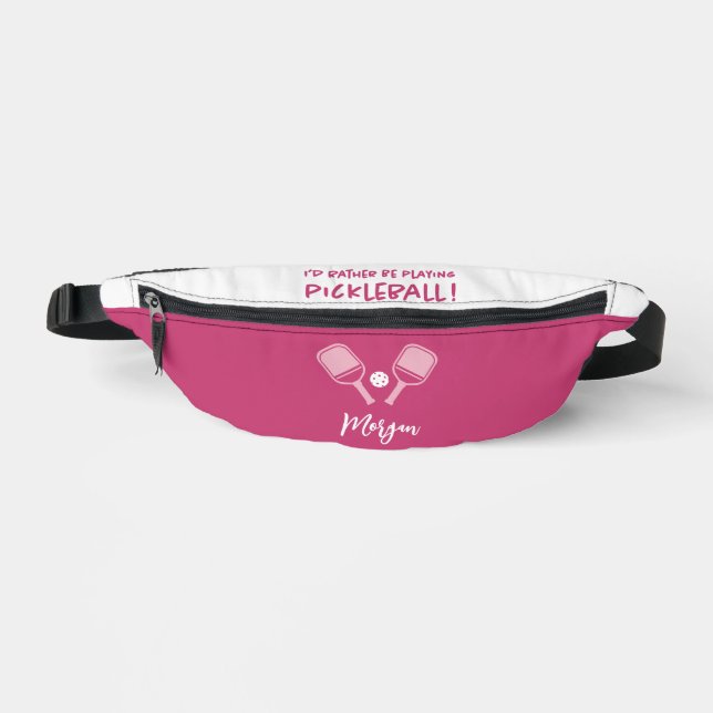 Pickleball Cute Cusomizable Name Pink Girly Sports Bum Bags (Front)