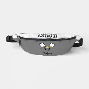 Pickleball Cute Cusomizable Name Sports Grey Black Bum Bags