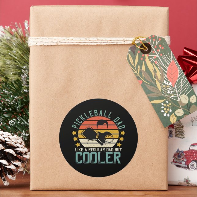 Pickleball Dad Like A Regular Dad But Cooler Classic Round Sticker (Holiday)