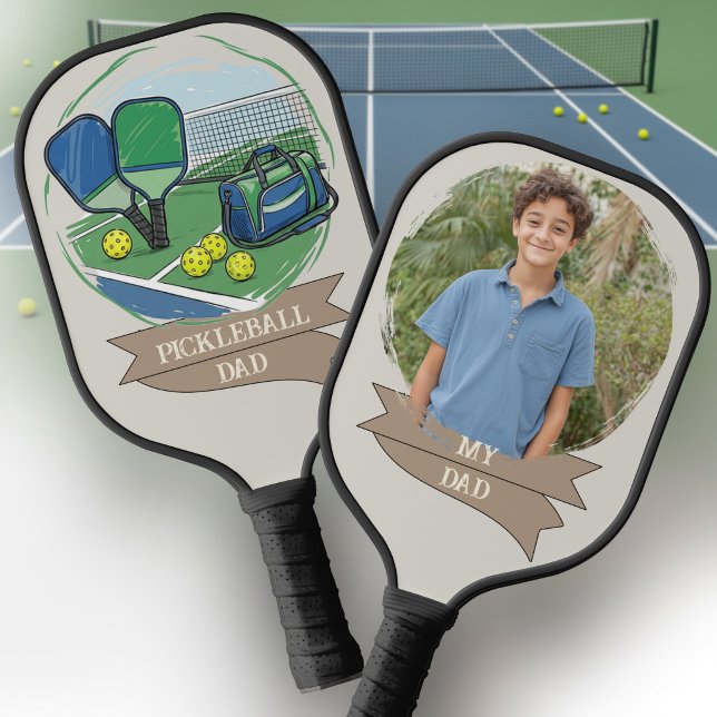 Pickleball Dad Personalised My Dad Photo Paddle (Pickleball Dad paddles with photo of son or daughter (or easy edit to "our dad"))