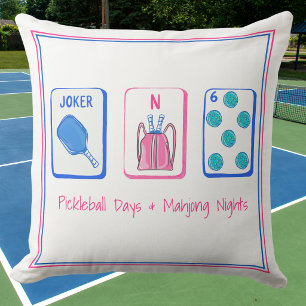 Pickleball Days & Mahjong Nights Decorative Cushion