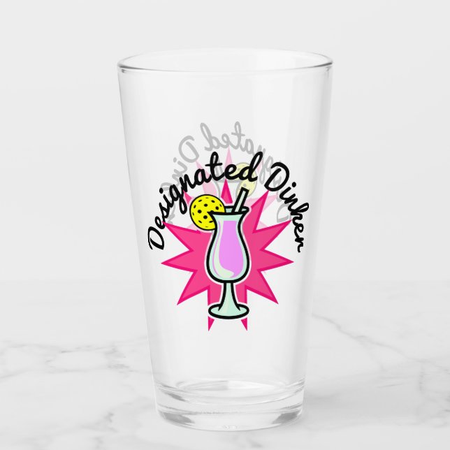 Pickleball Designated Dinker - Pink Cocktail Glass (Front)