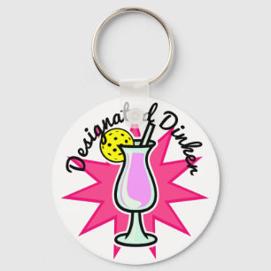 Pickleball Designated Dinker - Pink Cocktail Key Ring