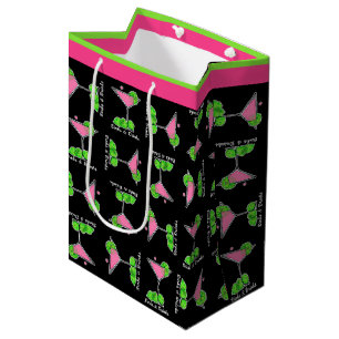 Pickleball Dinks & Drinks Cosmo Pink Cocktail Medium Gift Bag