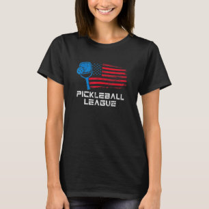 Pickleball Distressed American USA Flag Pickleball T-Shirt