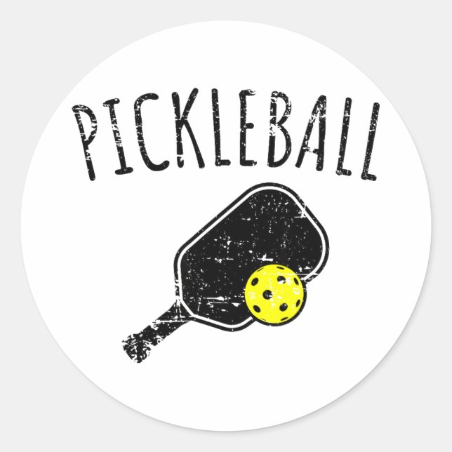 Pickleball distressed design  classic round sticker (Front)