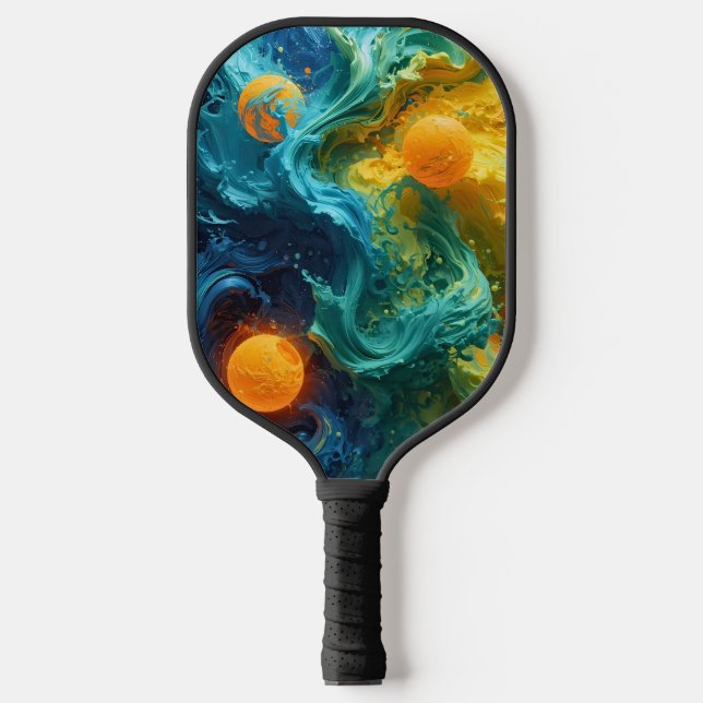 Pickleball Energy Swirl – Abstract Motion Poster Pickleball Paddle (Front)