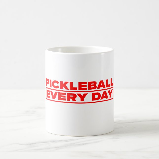 Pickleball Every Day - Red Logo - White Mug (Center)