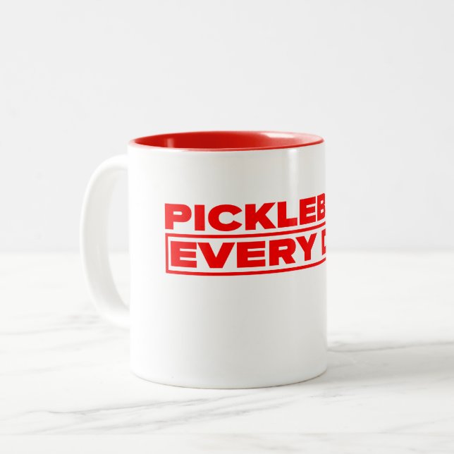 Pickleball Everyday White and Red Mug (Front Left)