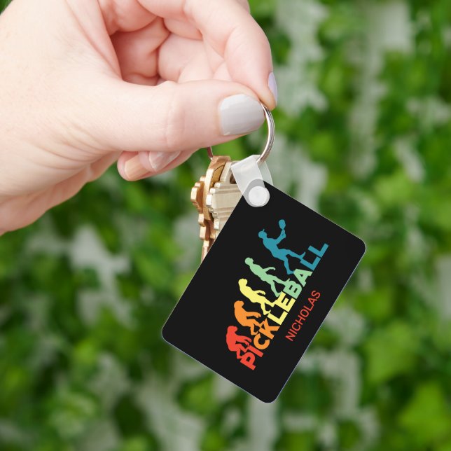 Pickleball Evolution Funny Custom Name  Key Ring (Hand)